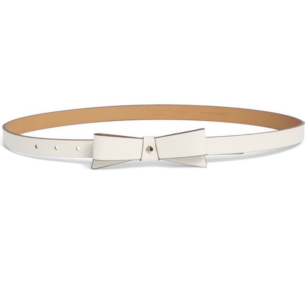 KATE SPADE bow belt with spade - cream white NWT